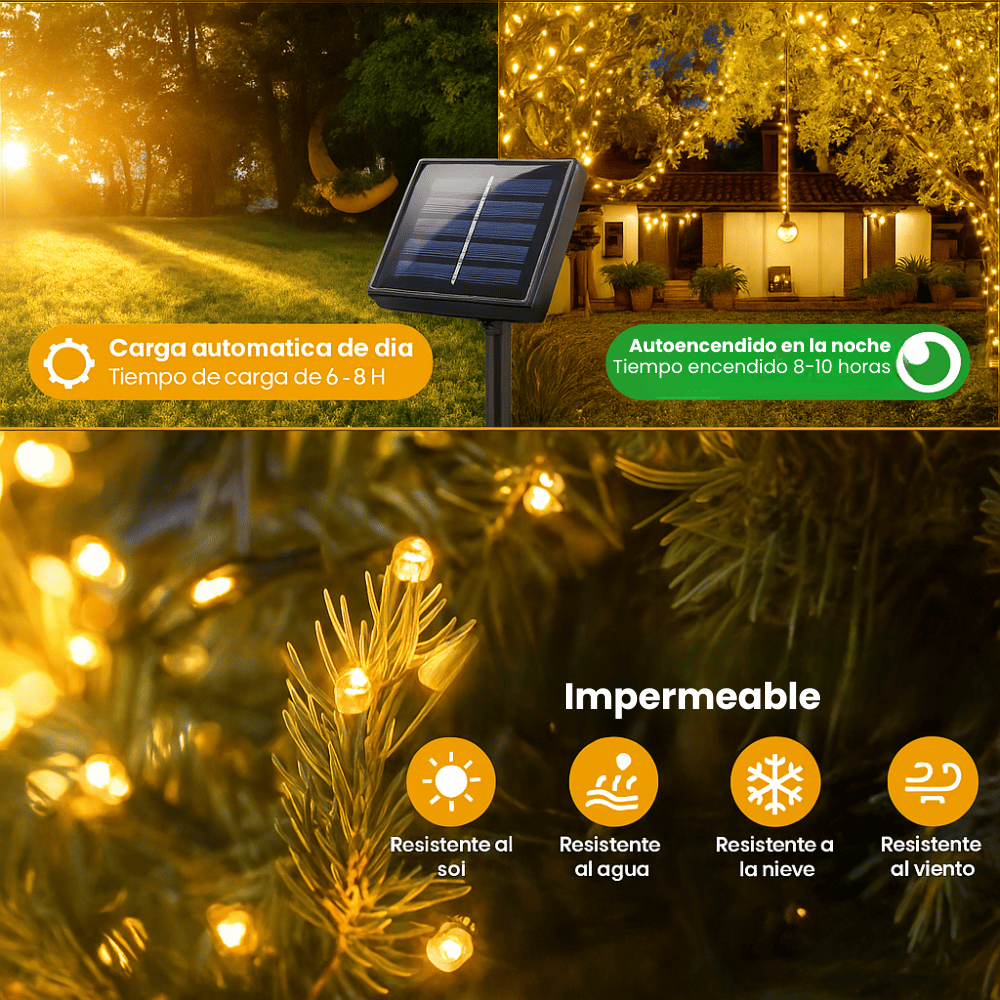 Compra 1 Lleva la 2 Gratis - Luces Solares Navideñas