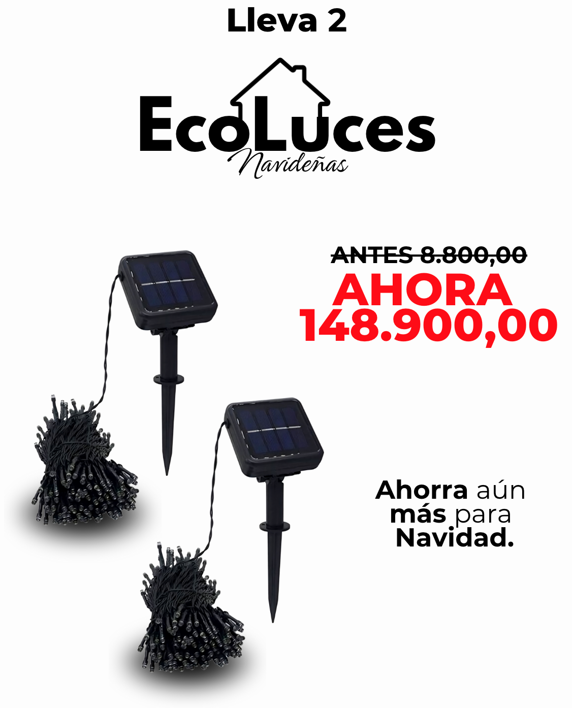 LUCES SOLARES NAVIDEÑAS X2