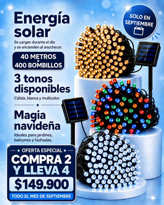 Compra 2 Lleva 4 - Luces Solares Navideñas