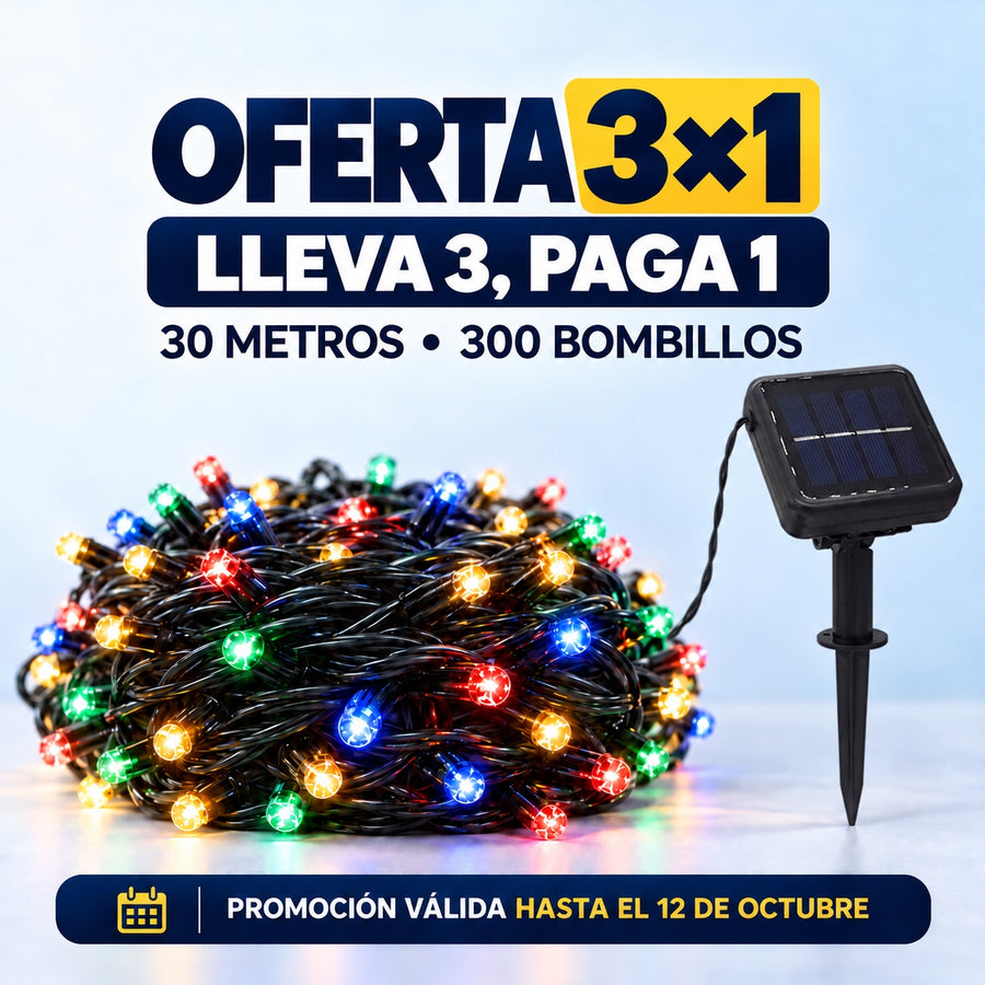 Promoción luces solares navideñas 3x1